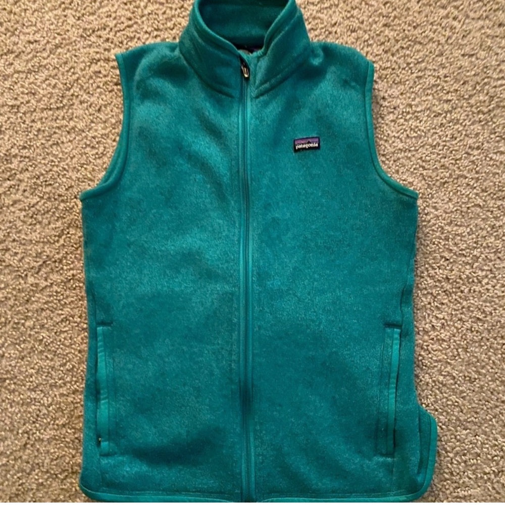 Patagonia Better Sweater Knit Vest Zip Front Pockets Womens teal turquoise Sz M